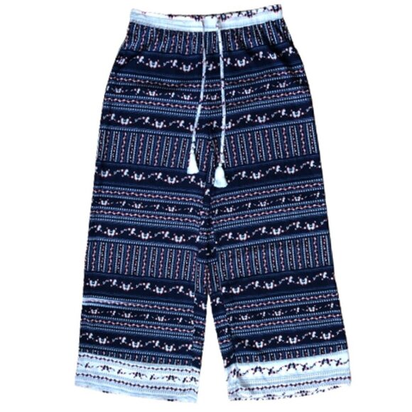 Wide leg multi-colored drawstring waist loose flowy pants - Picture 2 of 12